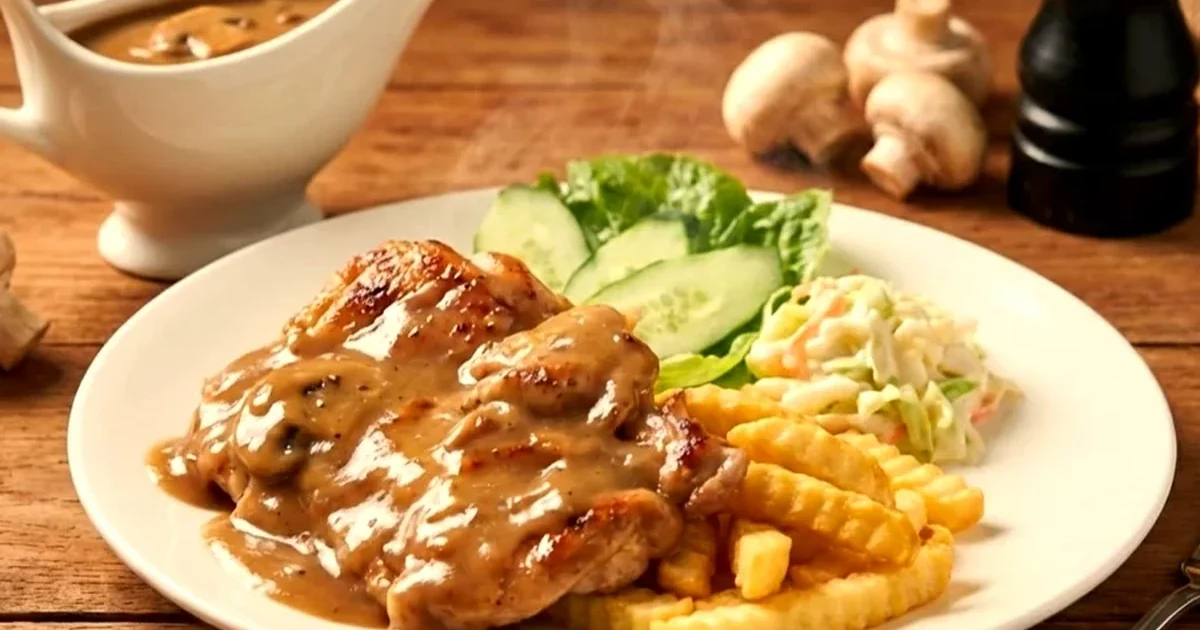 Mushroom sauce chicken chop at D Times Cafe Menglembu